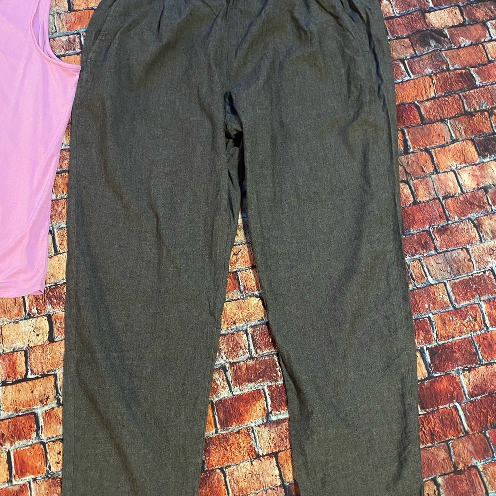 Eileen Fisher Washed Organic Cotton Poplin Grey Pant
